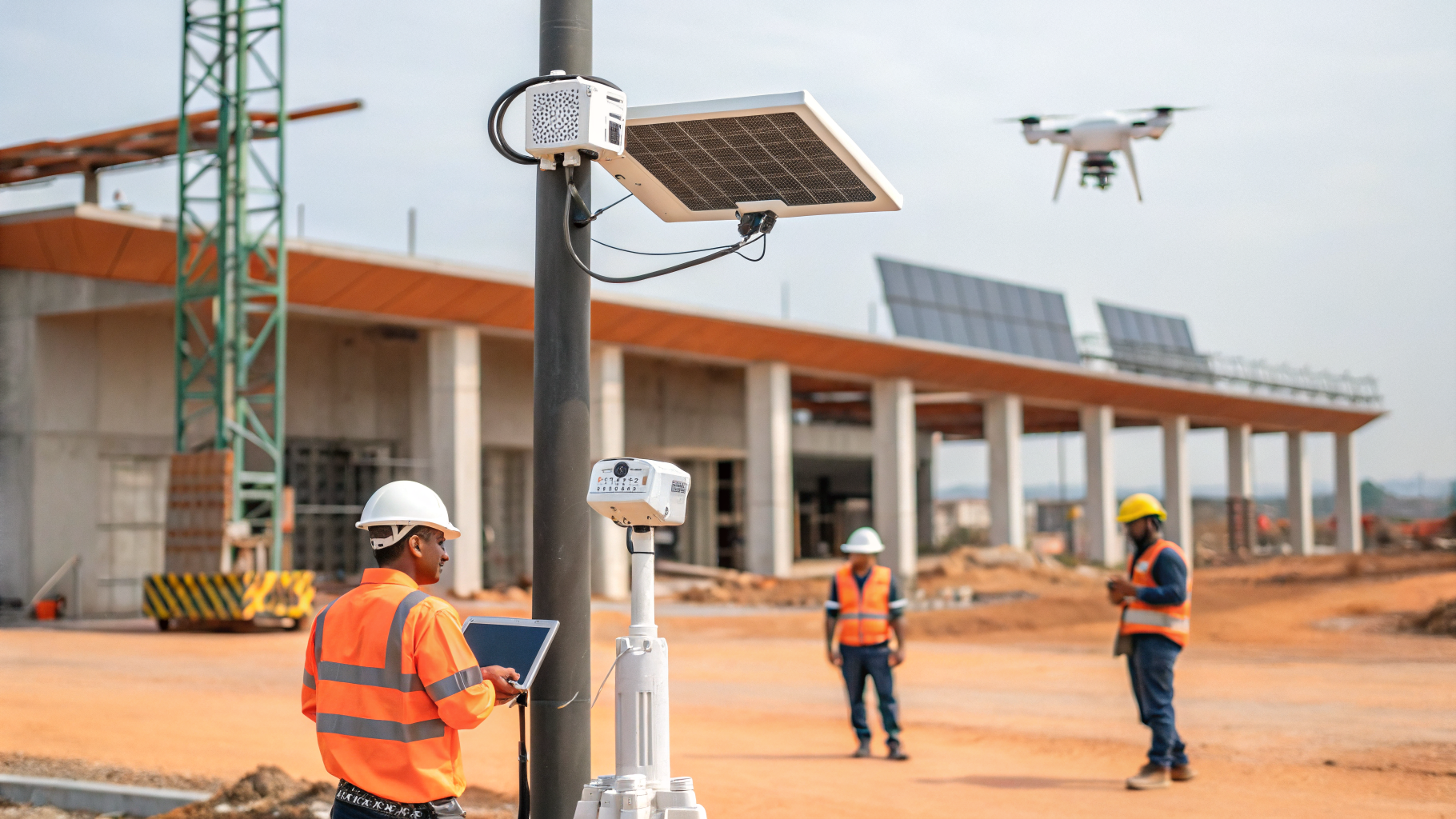 Câmera 4G instalada em um canteiro de obras
