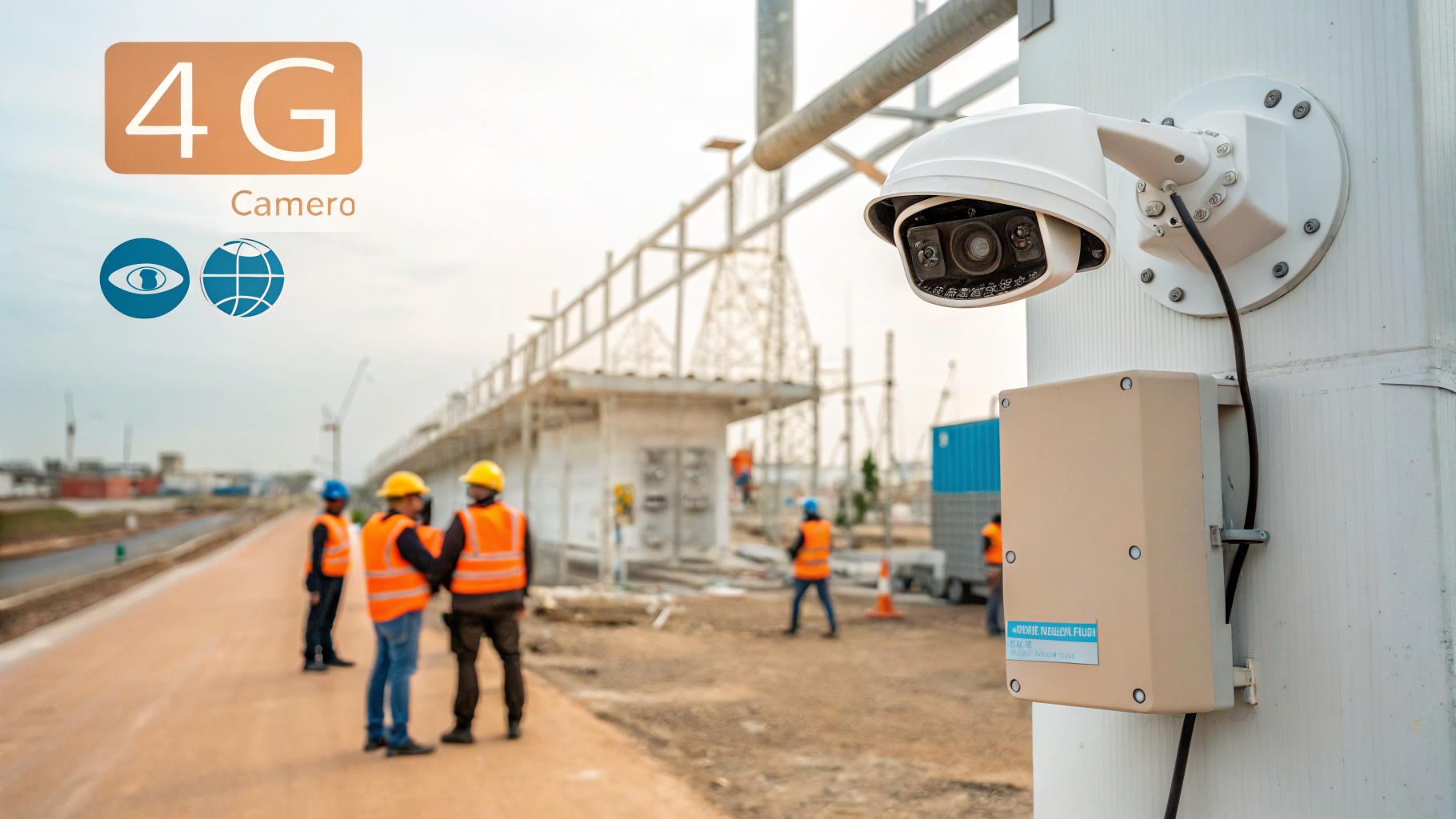 Câmera 4G em um canteiro de obras